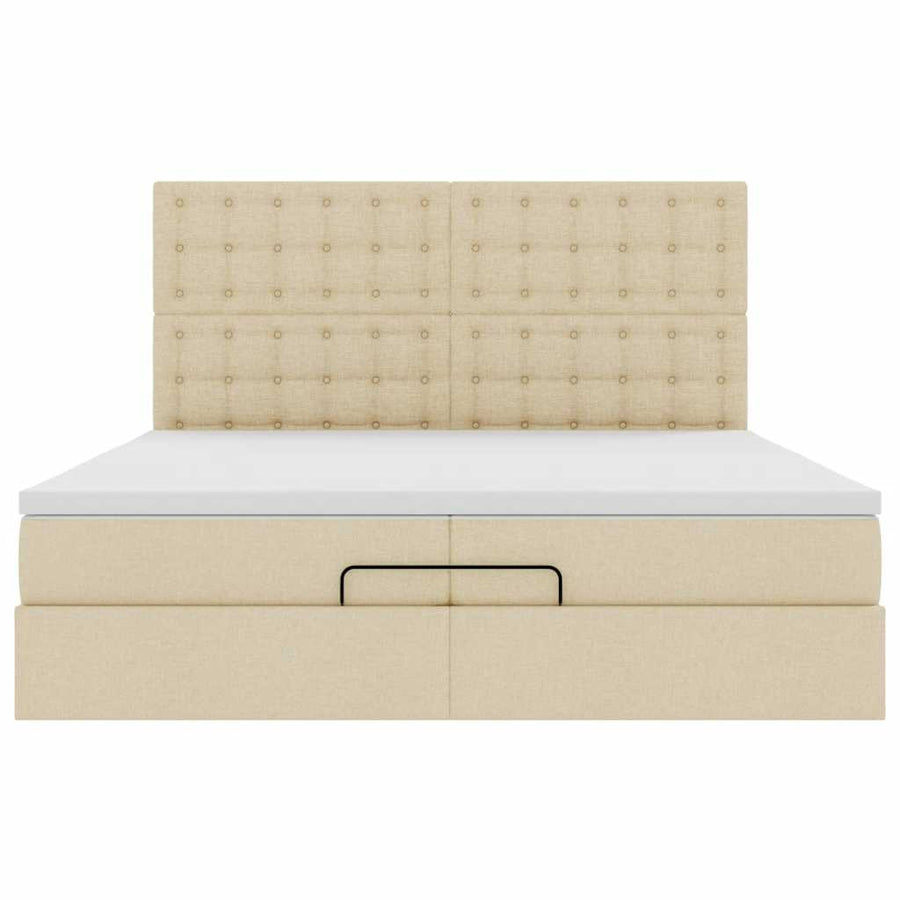 Ottoman bed met matrassen 200x200cm stof crèmekleurig