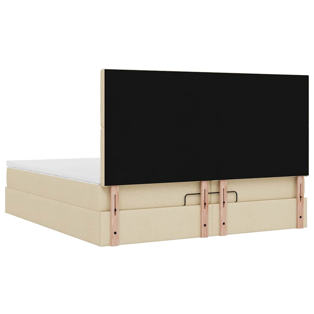 Ottoman bed met matrassen 200x200cm stof crèmekleurig