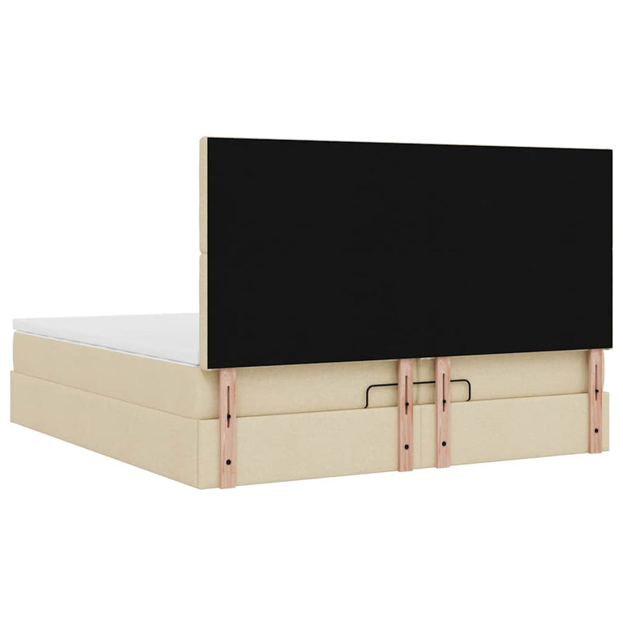 Ottoman bed met matrassen 200x200cm stof crèmekleurig