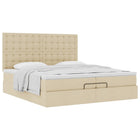 Ottomaans bed 200x200 cm stof crèmekleurig met opbergruimte