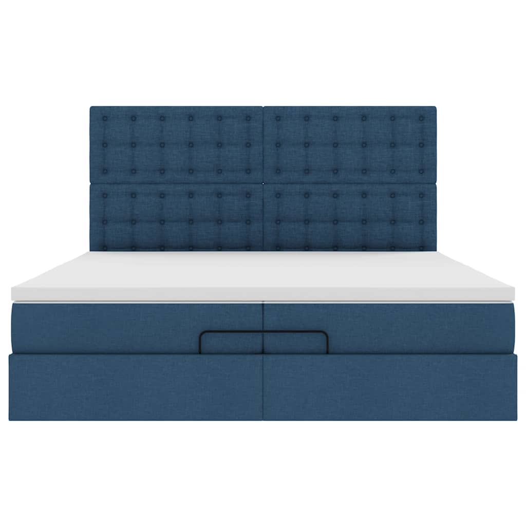 Ottoman bed met matrassen 200x200cm stof blauw