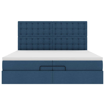Ottoman bed met matrassen 200x200cm stof blauw