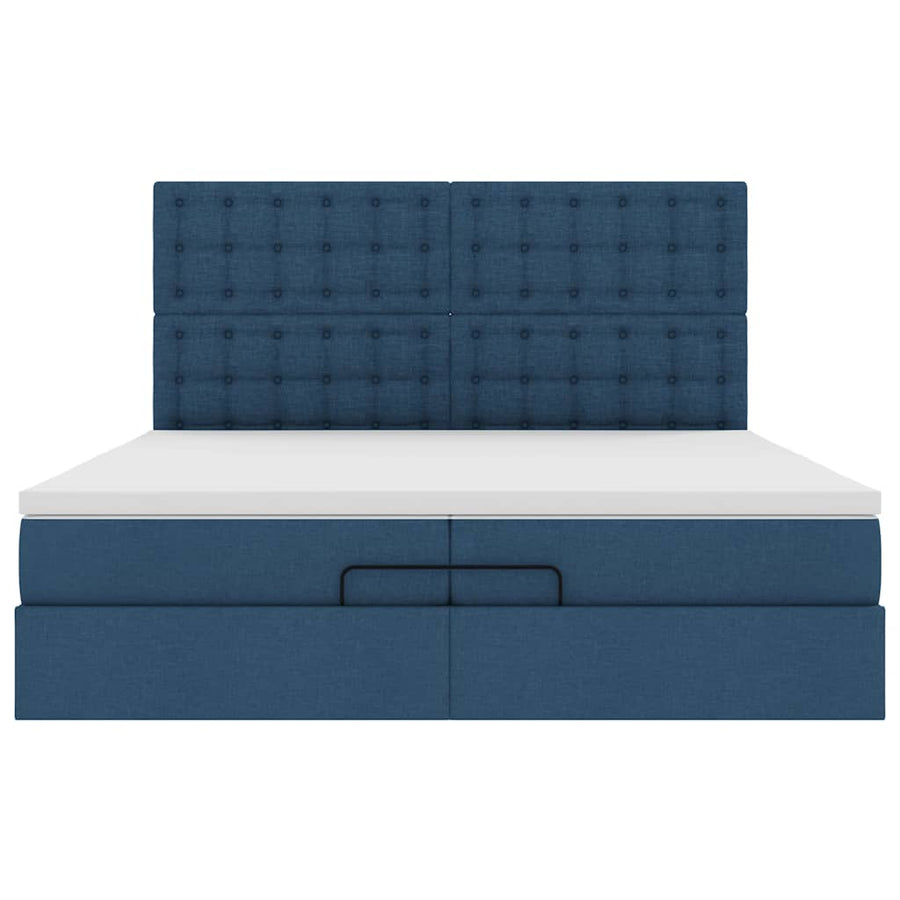 Ottoman bed met matrassen 200x200cm stof blauw