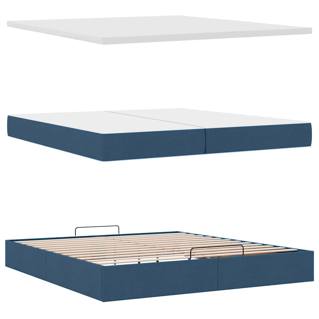 Ottoman bed met matrassen 200x200cm stof blauw