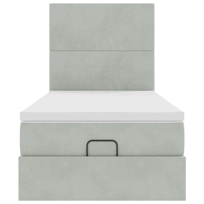 Ottoman bed met matrassen 80x200cm fluweel lichtgrijs