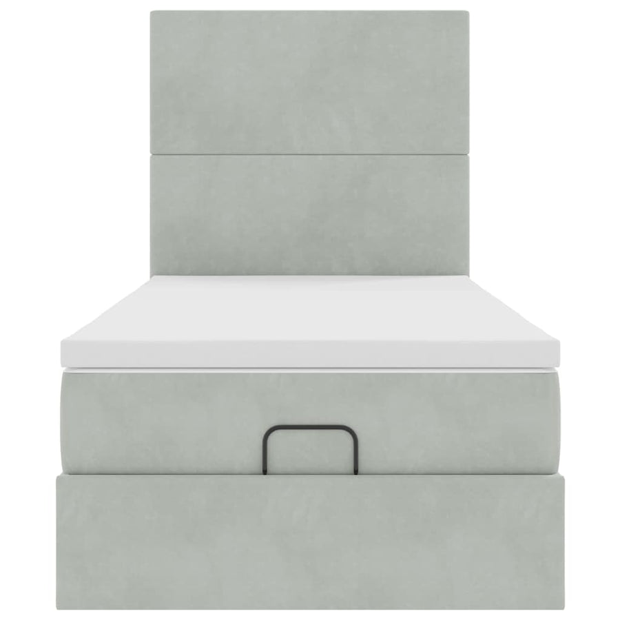 Ottoman bed met matrassen 80x200cm fluweel lichtgrijs