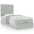 Ottoman bed with mattresses 80x200cm velvet light grey