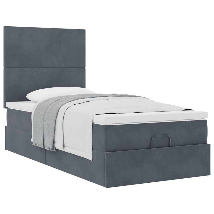 Ottoman bed met matrassen 80x200cm fluweel donkergrijs