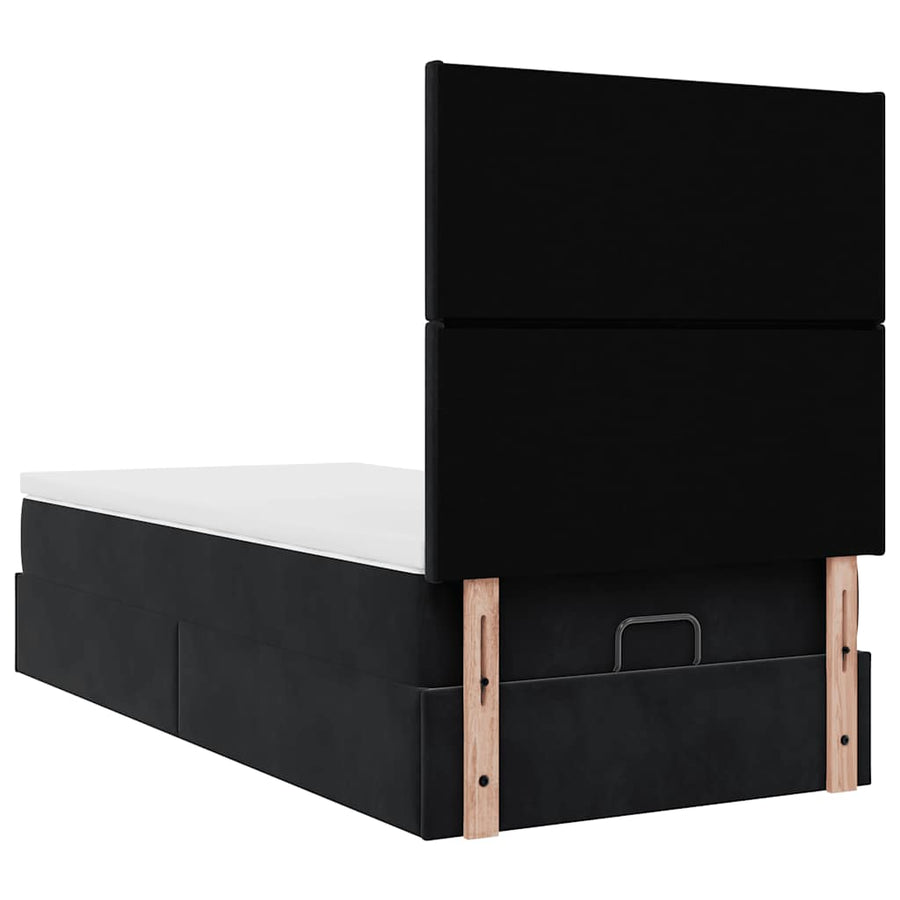 Ottoman bed met matrassen 80x200cm fluweel zwart