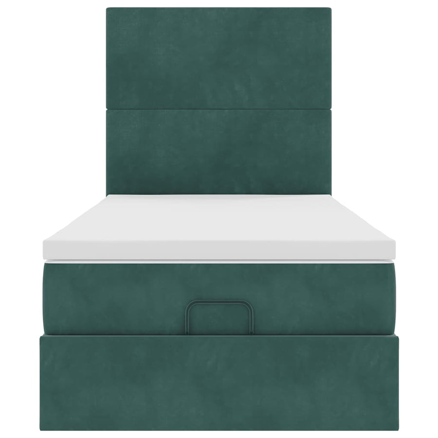 Ottoman bed met matrassen 80x200cm fluweel donkergroen
