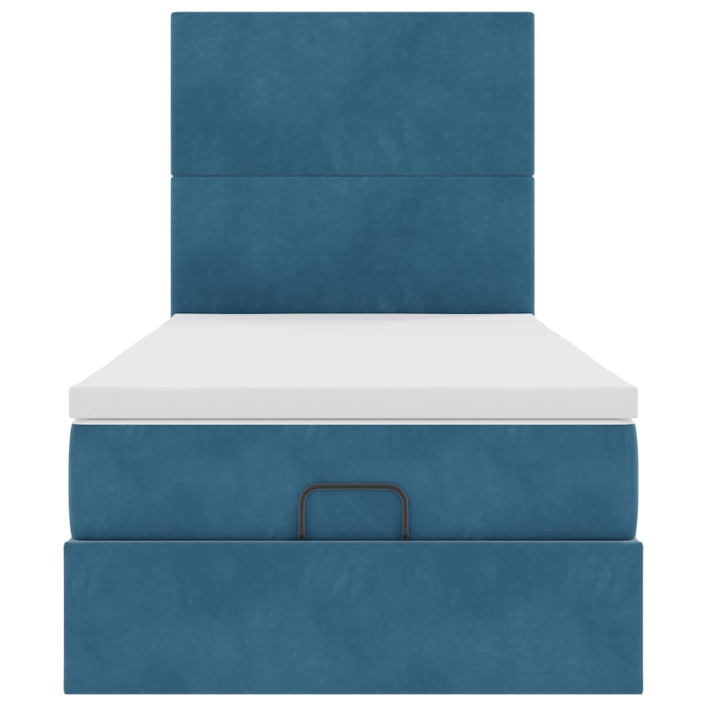 Ottoman bed met matrassen 80x200cm fluweel donkerblauw
