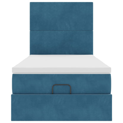 Ottoman bed met matrassen 80x200cm fluweel donkerblauw