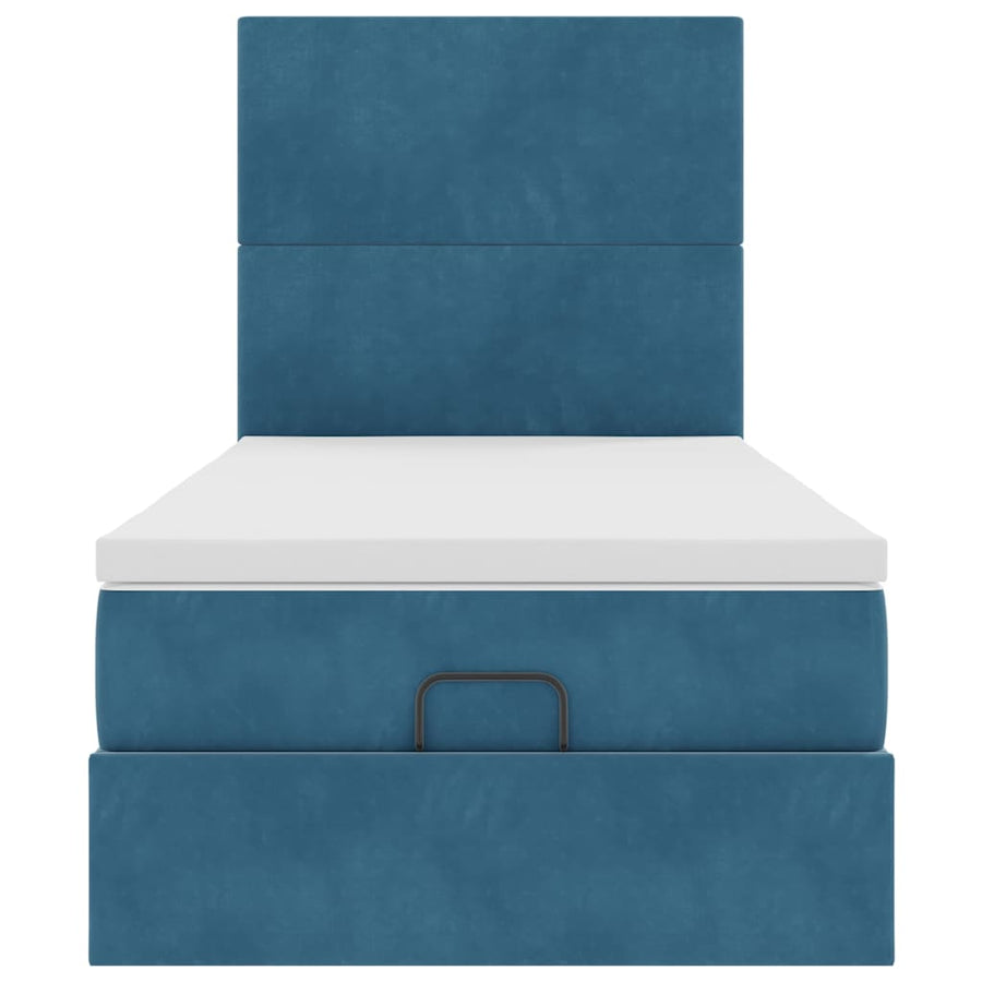 Ottoman bed met matrassen 80x200cm fluweel donkerblauw
