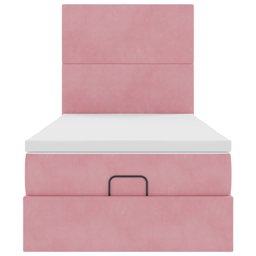 Ottoman bed met matrassen 80x200cm fluweel roze