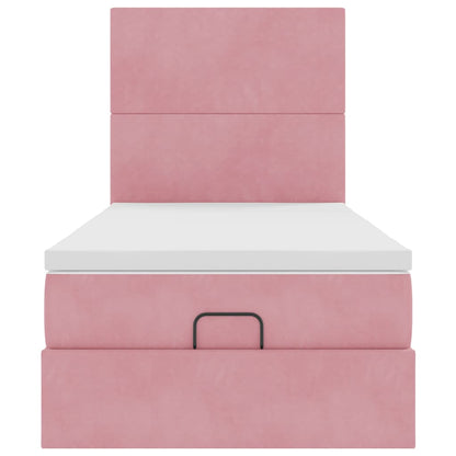 Ottoman bed met matrassen 80x200cm fluweel roze