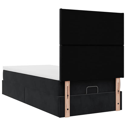 Ottoman bed met matrassen 90x190cm fluweel zwart