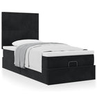 Ottoman bed 90x190 cm zwart fluweel met opbergruimte