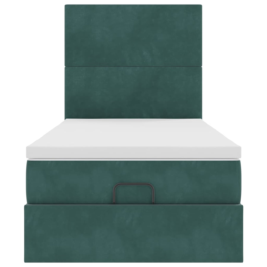 Ottoman bed met matrassen 90x190cm fluweel donkergroen