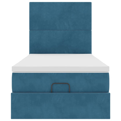 Ottoman bed met matrassen 90x190cm fluweel donkerblauw