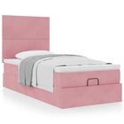Ottomaans bed 90x190 cm fluweel roze met opbergruimte