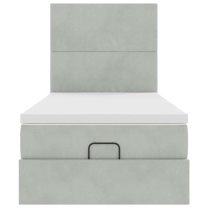 Ottoman bed met matrassen 90x200cm fluweel lichtgrijs