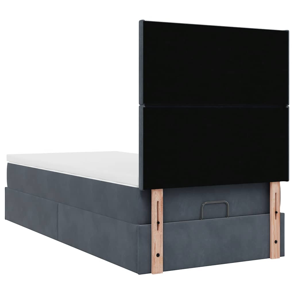 Ottoman bed met matrassen 90x200cm fluweel donkergrijs