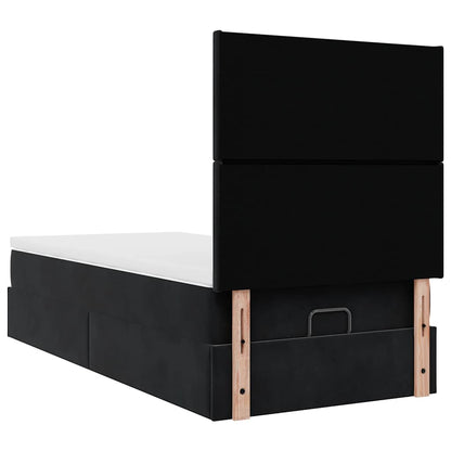 Ottoman bed met matrassen 90x200cm fluweel zwart