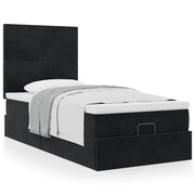 Ottoman bed with mattresses 90x200cm velvet black