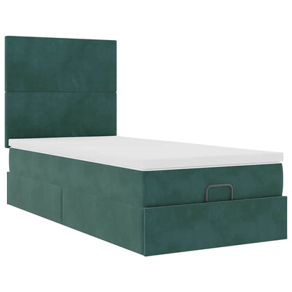 Ottoman bed met matrassen 90x200cm fluweel donkergroen