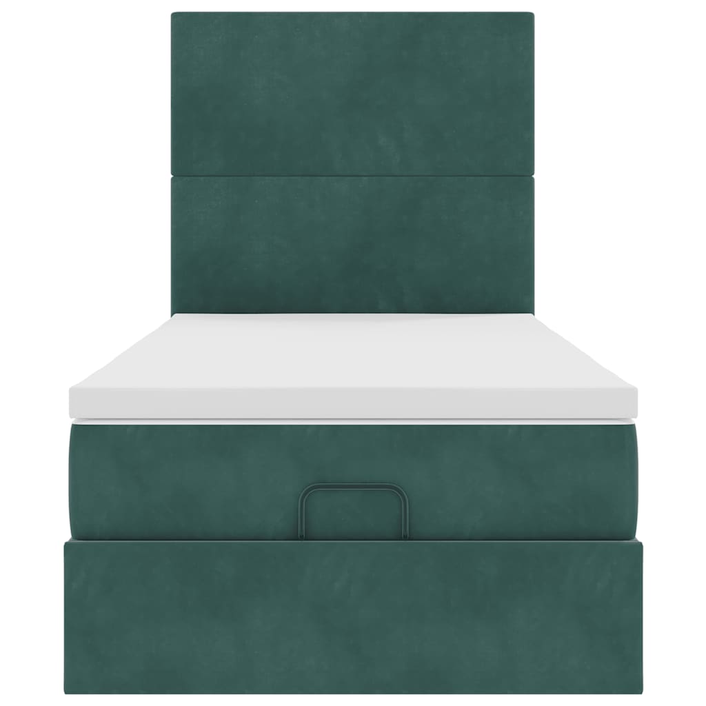 Ottoman bed met matrassen 90x200cm fluweel donkergroen