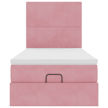 Ottoman bed met matrassen 90x200cm fluweel roze