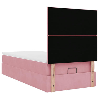 Ottoman bed met matrassen 90x200cm fluweel roze
