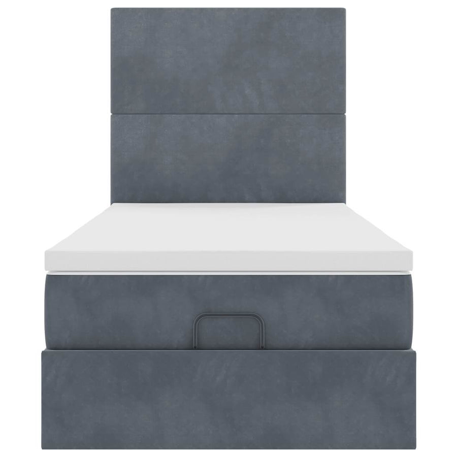 Ottoman bed met matrassen 100x200cm fluweel donkergrijs