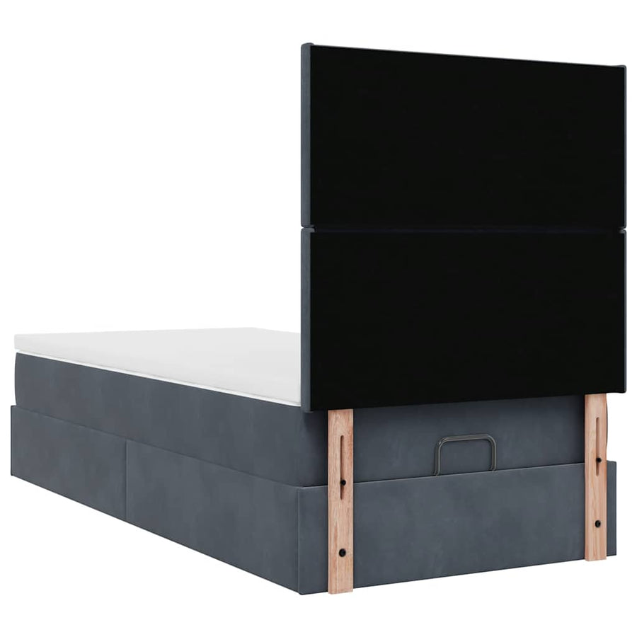 Ottoman bed met matrassen 100x200cm fluweel donkergrijs