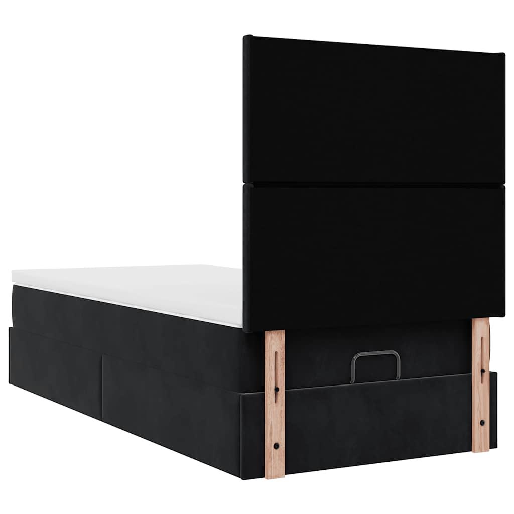 Ottoman bed met matrassen 100x200cm fluweel zwart