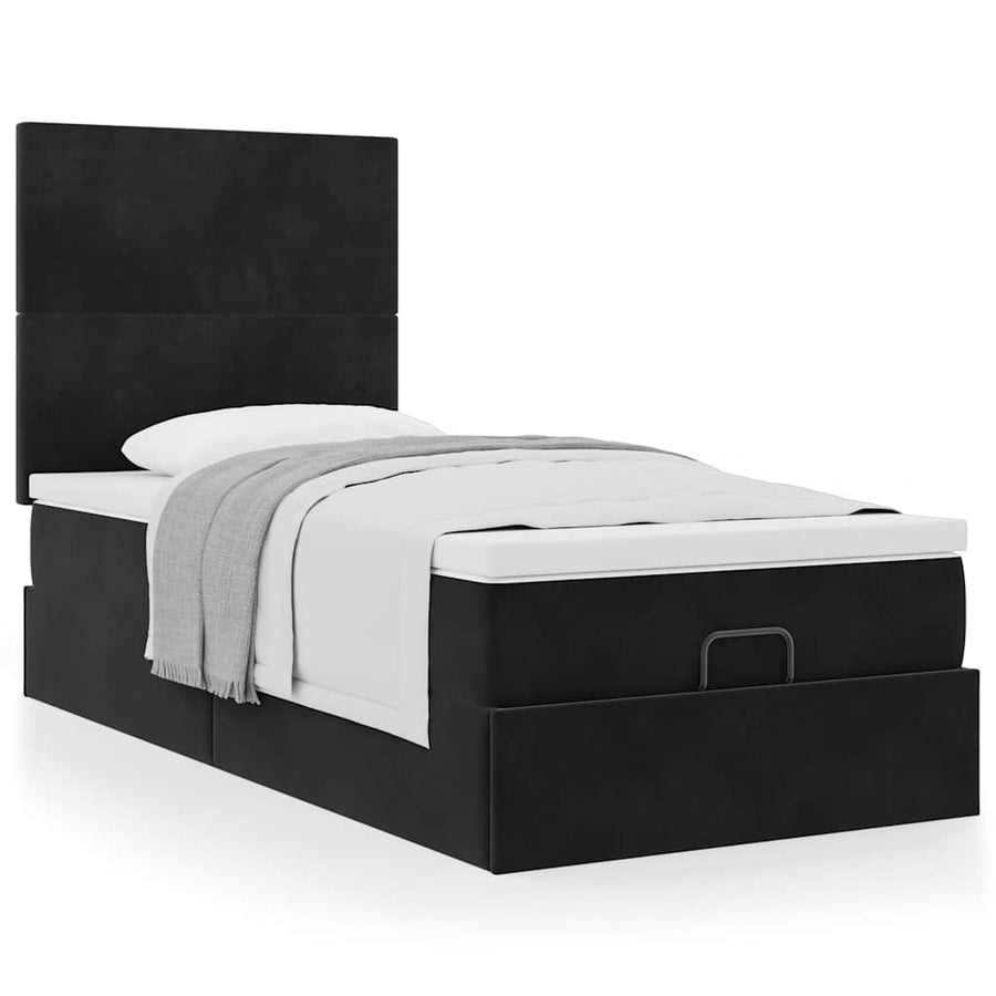 Ottoman bed met matrassen 100x200cm fluweel zwart