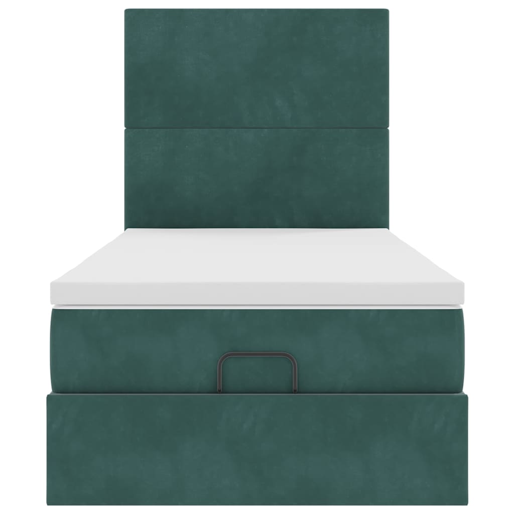 Ottoman bed met matrassen 100x200cm fluweel donkergroen