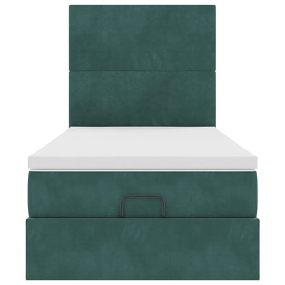 Ottoman bed met matrassen 100x200cm fluweel donkergroen