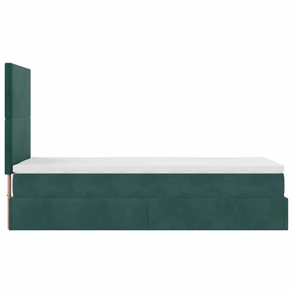 Ottoman bed met matrassen 100x200cm fluweel donkergroen