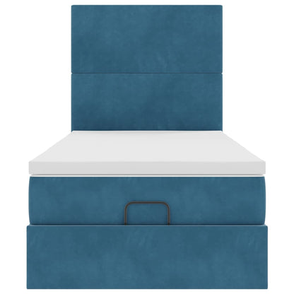 Ottoman bed met matrassen 100x200cm fluweel donkerblauw