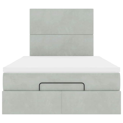 Ottoman bed met matrassen 120x190cm fluweel lichtgrijs