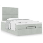 Ottomaans bed 120x190 cm fluweel lichtgrijs met opbergruimte