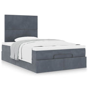 Ottoman bed with mattresses 120x190cm velvet dark grey