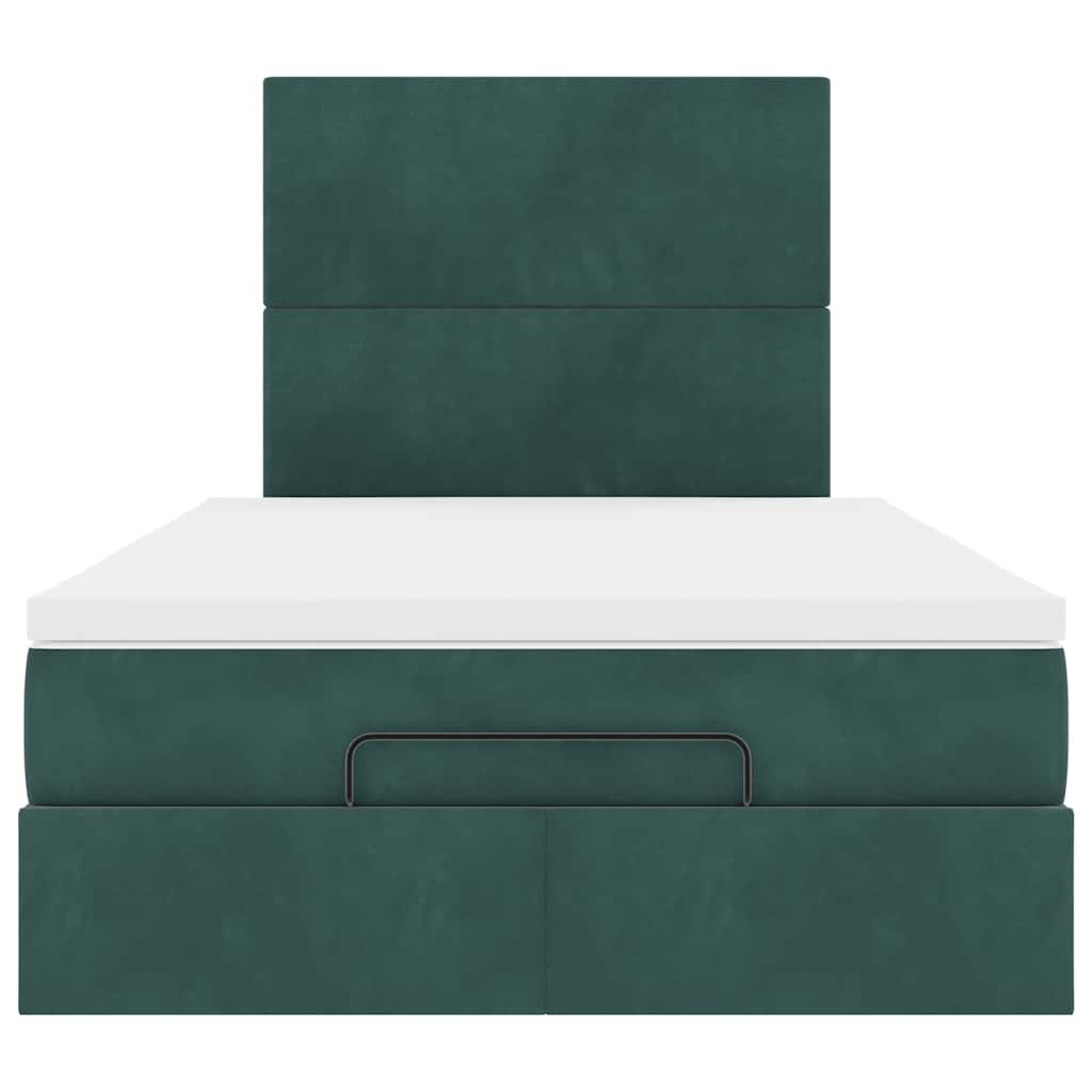 Ottoman bed met matrassen 120x190cm fluweel donkergroen