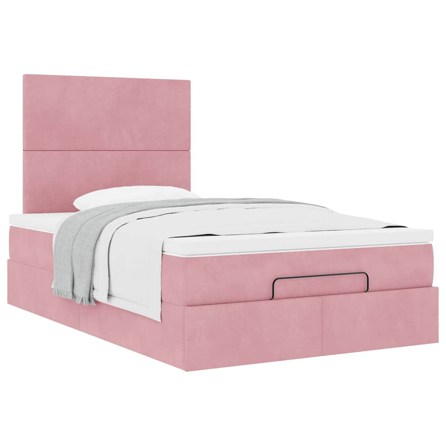 Ottoman bed met matrassen 120x190cm fluweel roze