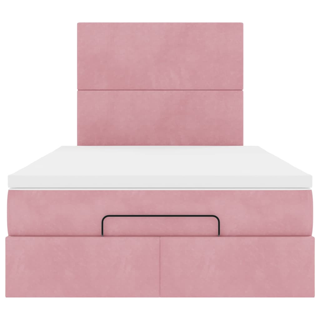 Ottoman bed met matrassen 120x190cm fluweel roze
