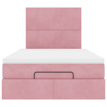 Ottoman bed met matrassen 120x190cm fluweel roze
