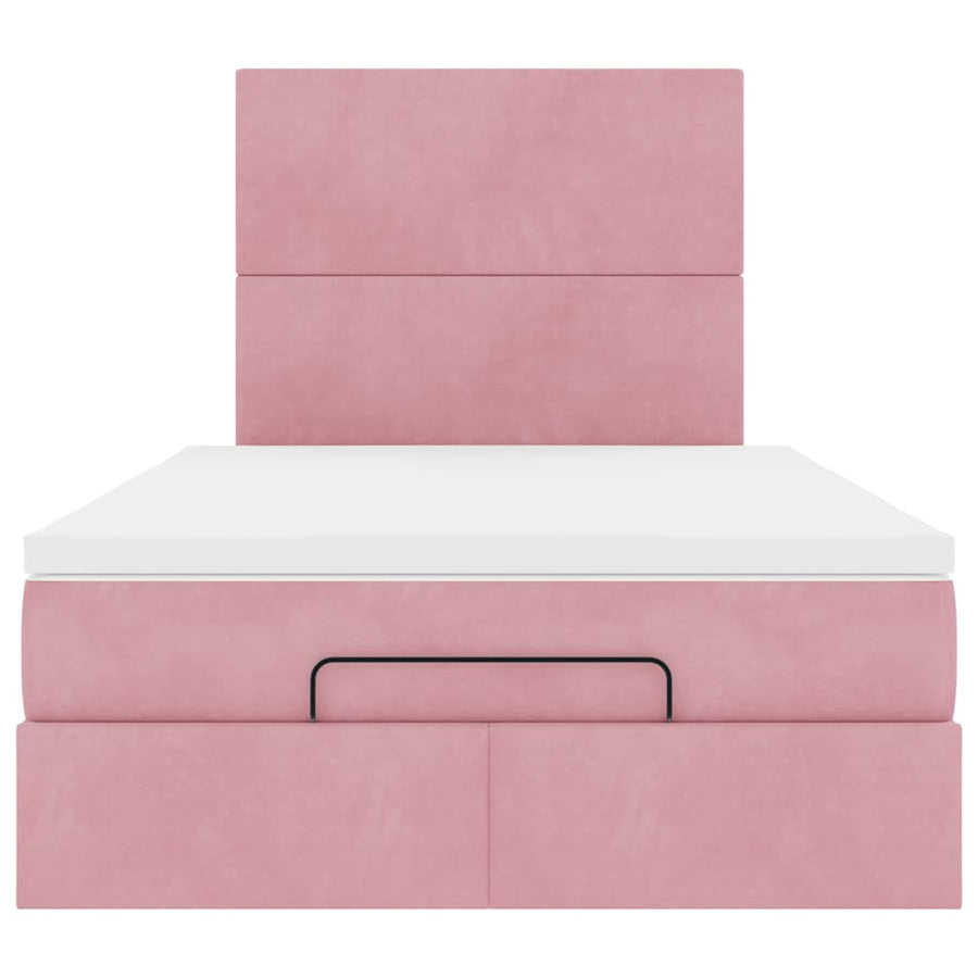Ottoman bed met matrassen 120x190cm fluweel roze