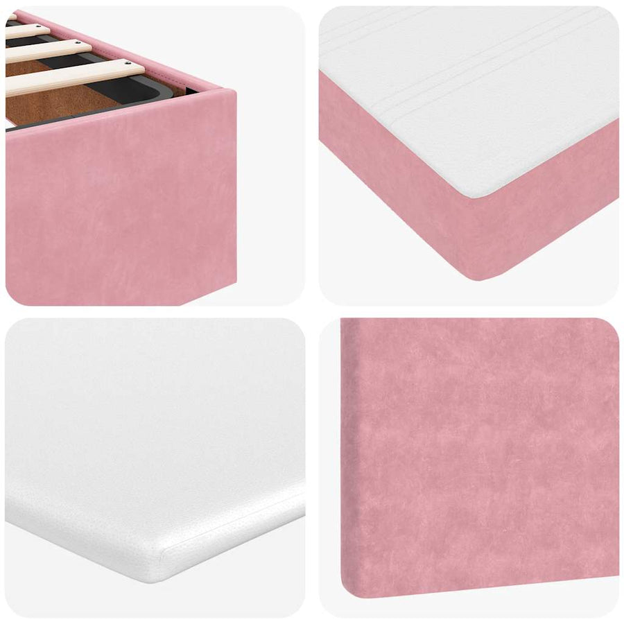 Ottoman bed met matrassen 120x190cm fluweel roze