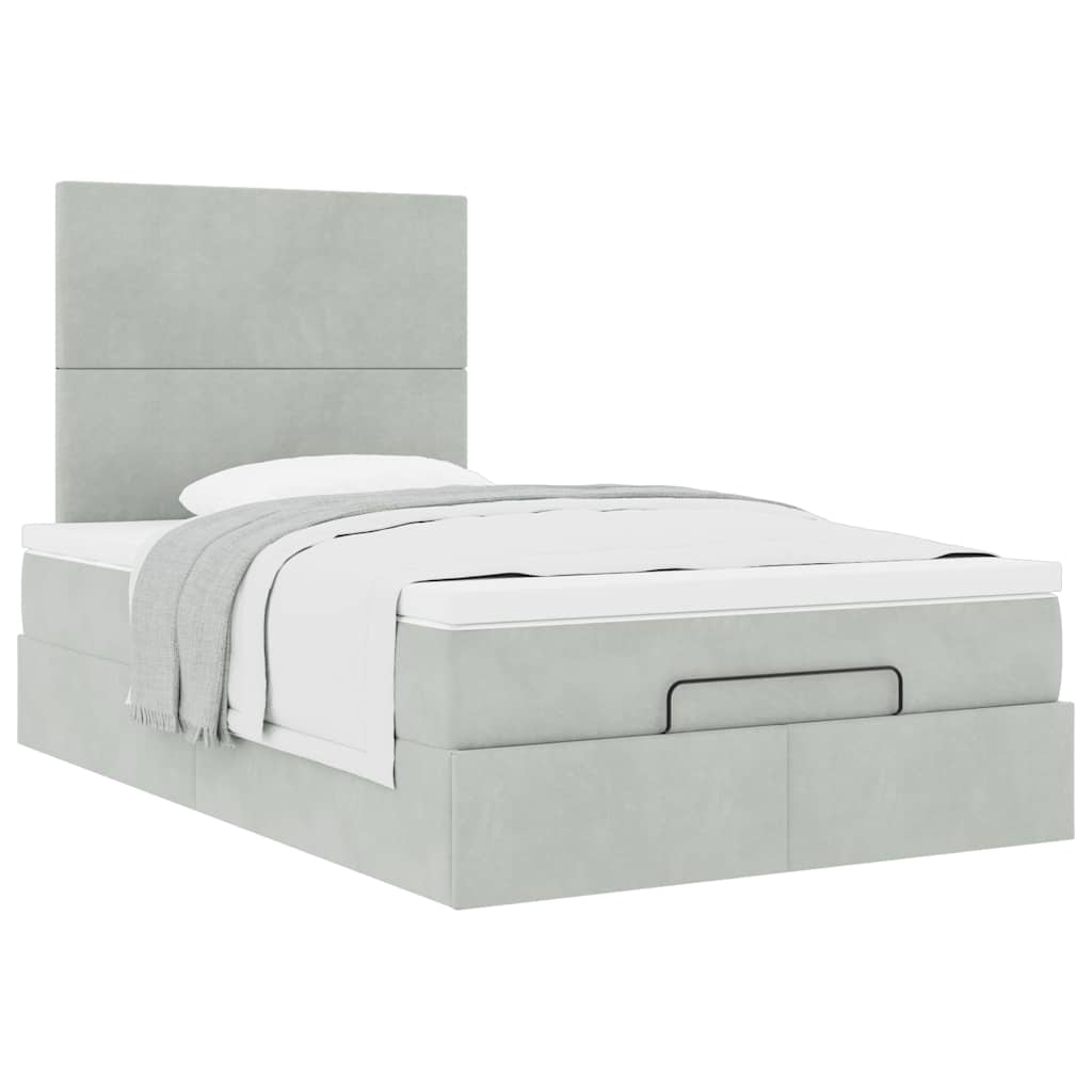 Ottoman bed met matrassen 120x200cm fluweel lichtgrijs